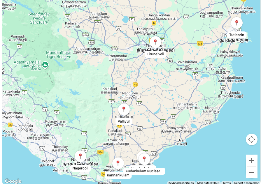 Ongoing project locations - Chennai, Tirunelveli, Tuticorin, Nagercoil